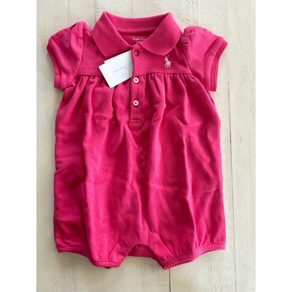 Bubblegum Pink Ralph Lauren Bubble Romper NWT 9months - Picture 1 of 3